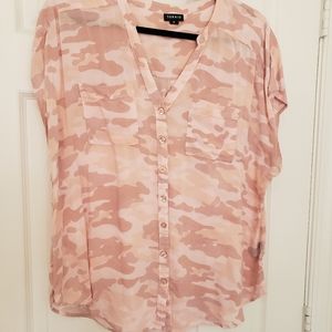 Torrid Pink Camo Button Top